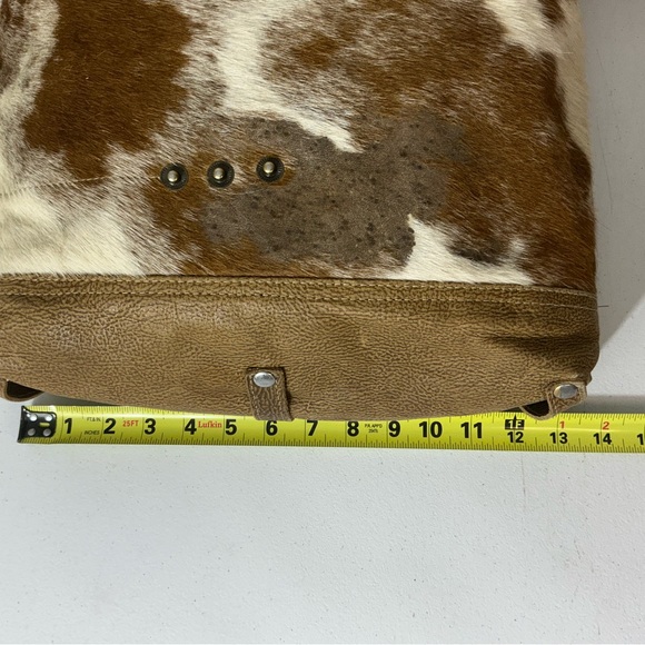 Myra Hair On Cowhide Leather Purse Western Bag Tote Cowgirl Double Handle - Picture 5 of 13